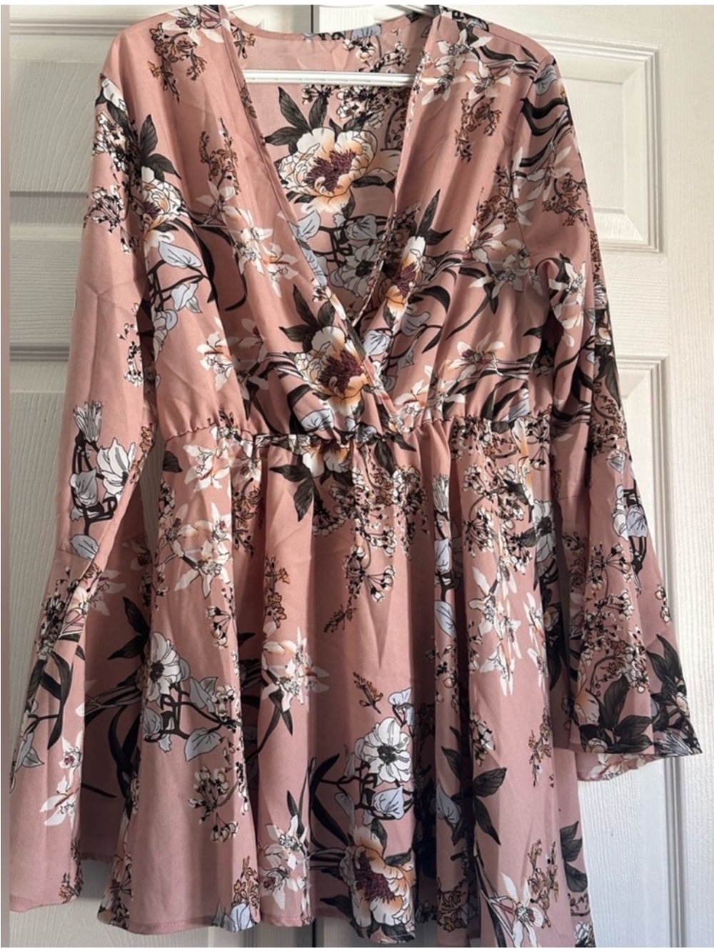 Floral Wrap Style Asymmetrical Blouse